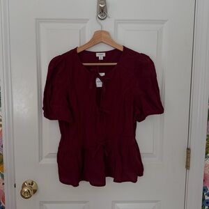 NEW JCrew blouse, burgundy, size 6